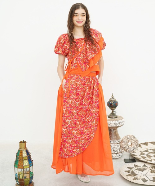 チャイハネ(チャイハネ)の「【チャイハネ】ハルティラフリルストール(ストール/ショール・レディース・ターコイズブルー/オレンジ・FREE)」の11枚目の写真