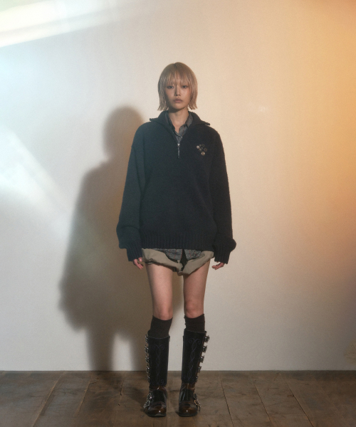 PORTERNA(ポルテナ)の「BUTTON HALF PULL-OVER SWEATER-PURPLE(ニット/セーター・レディース・その他・OS)」の3枚目の写真