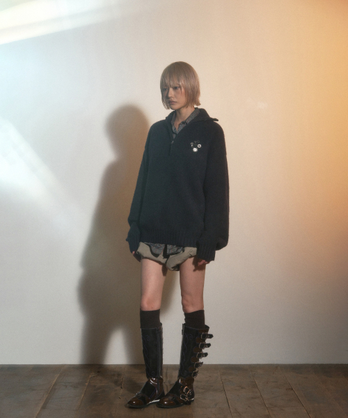 PORTERNA(ポルテナ)の「BUTTON HALF PULL-OVER SWEATER-PURPLE(ニット/セーター・レディース・その他・OS)」の4枚目の写真