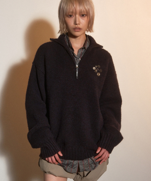 PORTERNA(ポルテナ)の「BUTTON HALF PULL-OVER SWEATER-PURPLE(ニット/セーター・レディース・その他・OS)」の9枚目の写真