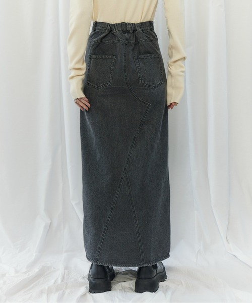 CIEL'AIR（シエルエアー）の「PATCHWORK REMAKE DENIM SKIRT(ﾊﾟｯﾁﾜｰｸﾘﾒｲｸﾃﾞﾆﾑｽｶｰﾄ）（スカート・レディース・インディゴブルー/ブラック・FREE）」の3枚目の写真
