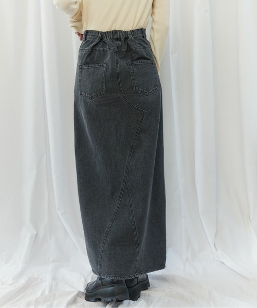CIEL'AIR（シエルエアー）の「PATCHWORK REMAKE DENIM SKIRT(ﾊﾟｯﾁﾜｰｸﾘﾒｲｸﾃﾞﾆﾑｽｶｰﾄ）（スカート・レディース・インディゴブルー/ブラック・FREE）」の7枚目の写真