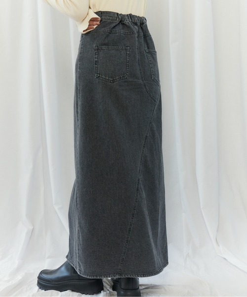 CIEL'AIR（シエルエアー）の「PATCHWORK REMAKE DENIM SKIRT(ﾊﾟｯﾁﾜｰｸﾘﾒｲｸﾃﾞﾆﾑｽｶｰﾄ）（スカート・レディース・インディゴブルー/ブラック・FREE）」の10枚目の写真