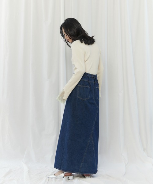 CIEL'AIR（シエルエアー）の「PATCHWORK REMAKE DENIM SKIRT(ﾊﾟｯﾁﾜｰｸﾘﾒｲｸﾃﾞﾆﾑｽｶｰﾄ）（スカート・レディース・インディゴブルー/ブラック・FREE）」の19枚目の写真