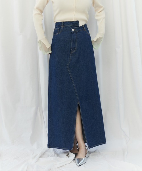 CIEL'AIR（シエルエアー）の「PATCHWORK REMAKE DENIM SKIRT(ﾊﾟｯﾁﾜｰｸﾘﾒｲｸﾃﾞﾆﾑｽｶｰﾄ）（スカート・レディース・インディゴブルー/ブラック・FREE）」の11枚目の写真