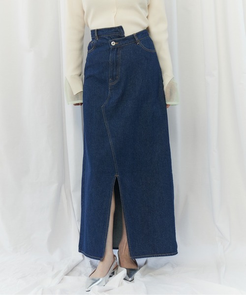 CIEL'AIR（シエルエアー）の「PATCHWORK REMAKE DENIM SKIRT(ﾊﾟｯﾁﾜｰｸﾘﾒｲｸﾃﾞﾆﾑｽｶｰﾄ）（スカート・レディース・インディゴブルー/ブラック・FREE）」の20枚目の写真