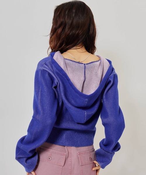 atmos pink（アトモスピンク）の「atmos pink Plating Knit Hoodie / アトモス ピンク プレーティング ニット フーディー（パーカー・レディース・ブルー/チャコール・FREE）」の9枚目の写真