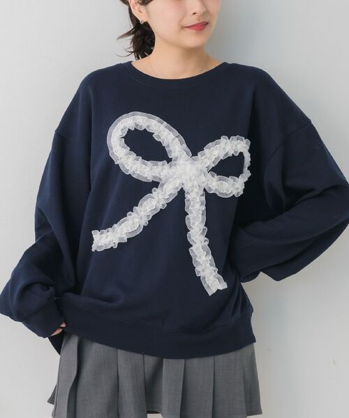 ems excite（エムズエキサイト）の「BIGリボントレーナー（スウェット・レディース・ダークグレー/イエロー/ダークブルー・FREE）」の2枚目の写真