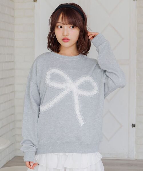 ems excite（エムズエキサイト）の「BIGリボントレーナー（スウェット・レディース・ダークグレー/イエロー/ダークブルー・FREE）」の18枚目の写真