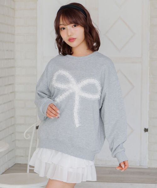 ems excite（エムズエキサイト）の「BIGリボントレーナー（スウェット・レディース・ダークグレー/イエロー/ダークブルー・FREE）」の19枚目の写真