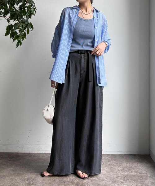 DouDou（ドゥドゥ）の「マルチWAYストライプシャツ（シャツ/ブラウス・レディース・ブルー/カーキ・FREE）」の21枚目の写真