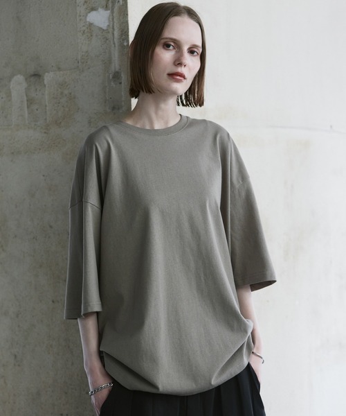 remer（リメール）の「loose cotton basic Tee / ルーズコットンベーシックT（Tシャツ/カットソー・メンズ・カーキ/チャコールグレー/ブルーグレー/ライトグレー・SMALL/X-SMALL/LARGE/MEDIUM）」の4枚目の写真