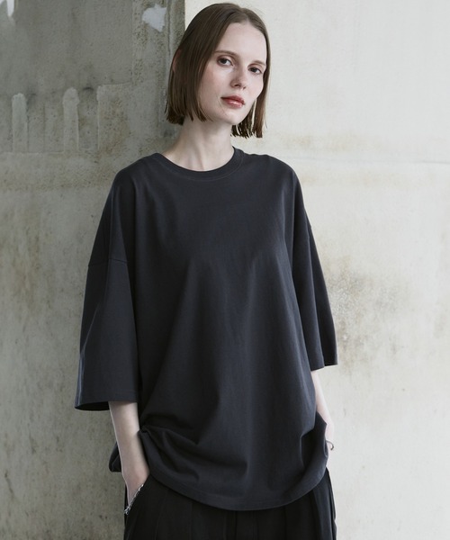remer（リメール）の「loose cotton basic Tee / ルーズコットンベーシックT（Tシャツ/カットソー・メンズ・カーキ/チャコールグレー/ブルーグレー/ライトグレー・SMALL/X-SMALL/LARGE/MEDIUM）」の2枚目の写真