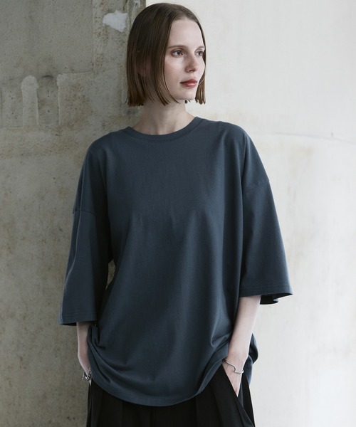 remer（リメール）の「loose cotton basic Tee / ルーズコットンベーシックT（Tシャツ/カットソー・メンズ・カーキ/チャコールグレー/ブルーグレー/ライトグレー・SMALL/X-SMALL/LARGE/MEDIUM）」の3枚目の写真