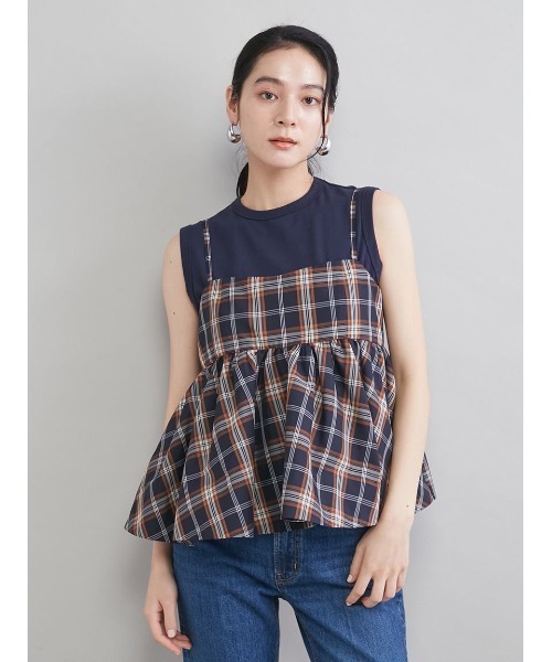 Mila Owen(ミラオーウェン)の「チェックペプラムキャミ×タンクSET(キャミソール・レディース・ネイビー/アイボリー/ブラック・0/1)」の6枚目の写真