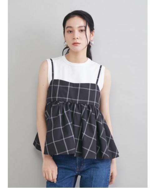 Mila Owen(ミラオーウェン)の「チェックペプラムキャミ×タンクSET(キャミソール・レディース・ネイビー/アイボリー/ブラック・0/1)」の4枚目の写真