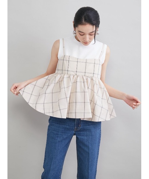 Mila Owen(ミラオーウェン)の「チェックペプラムキャミ×タンクSET(キャミソール・レディース・ネイビー/アイボリー/ブラック・0/1)」の16枚目の写真