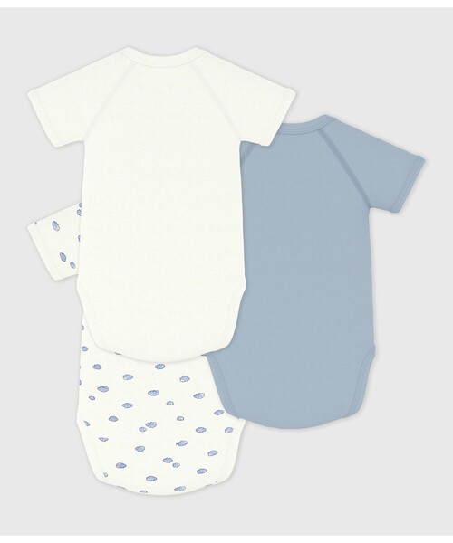 PETIT BATEAU（プチバトー）の「プリント半袖あわせボディ３枚組（肌着・キッズ・その他1・NewBorn/6MONTH/3MONTH/12MONTH）」の2枚目の写真