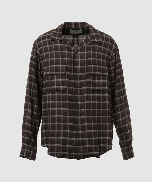 SUGARHILL(シュガーヒル)の「OMBRE OPEN COLLER SHIRT(シャツ/ブラウス・メンズ・ベージュ/ダークブラウン・3/2)」の1枚目の写真