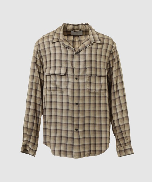 SUGARHILL(シュガーヒル)の「OMBRE OPEN COLLER SHIRT(シャツ/ブラウス・メンズ・ベージュ/ダークブラウン・3/2)」の2枚目の写真