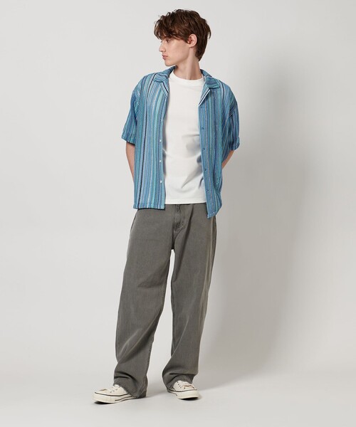A DAY IN THE LIFE UNITED ARROWS（アデイインザライフユナイテッドアローズ）の「レース ストライプ オープンカラーシャツ＜A DAY IN THE LIFE＞（シャツ/ブラウス・メンズ・コバルトブルー/ダークグレー・M/L）」の5枚目の写真