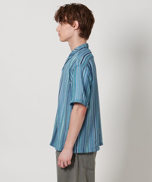 A DAY IN THE LIFE UNITED ARROWS（アデイインザライフユナイテッドアローズ）の「レース ストライプ オープンカラーシャツ＜A DAY IN THE LIFE＞（シャツ/ブラウス・メンズ・コバルトブルー/ダークグレー・M/L）」の7枚目の写真