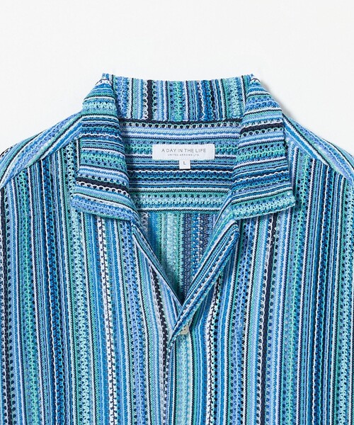 A DAY IN THE LIFE UNITED ARROWS（アデイインザライフユナイテッドアローズ）の「レース ストライプ オープンカラーシャツ＜A DAY IN THE LIFE＞（シャツ/ブラウス・メンズ・コバルトブルー/ダークグレー・M/L）」の14枚目の写真