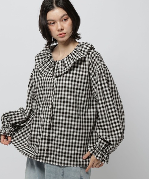 niko and...（ニコアンド）の「リネンブレンドフリルブラウス（シャツ/ブラウス・レディース・チャコール/オフホワイト/ブラック/ブルー・LARGE/MEDIUM）」の13枚目の写真