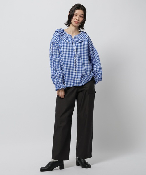 niko and...（ニコアンド）の「リネンブレンドフリルブラウス（シャツ/ブラウス・レディース・チャコール/オフホワイト/ブラック/ブルー・LARGE/MEDIUM）」の15枚目の写真