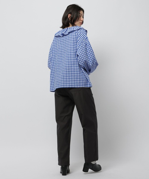 niko and...（ニコアンド）の「リネンブレンドフリルブラウス（シャツ/ブラウス・レディース・チャコール/オフホワイト/ブラック/ブルー・LARGE/MEDIUM）」の16枚目の写真