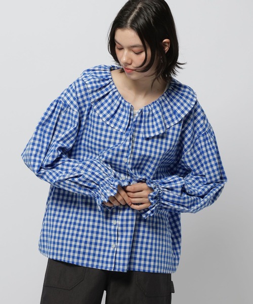 niko and...（ニコアンド）の「リネンブレンドフリルブラウス（シャツ/ブラウス・レディース・チャコール/オフホワイト/ブラック/ブルー・LARGE/MEDIUM）」の17枚目の写真