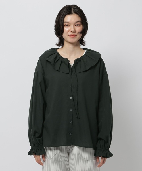 niko and...（ニコアンド）の「リネンブレンドフリルブラウス（シャツ/ブラウス・レディース・チャコール/オフホワイト/ブラック/ブルー・LARGE/MEDIUM）」の19枚目の写真