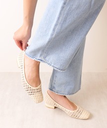 スクエアトゥ メッシュパンプス