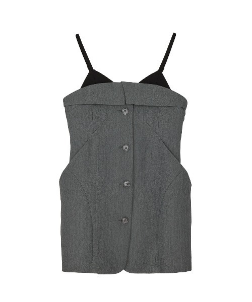 Ameri（アメリ）の「LAYERED DETAIL CONSTRUCT TOP（キャミソール・レディース・ライトベージュ/グレー・FREE）」の18枚目の写真