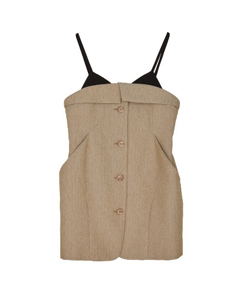 Ameri（アメリ）の「LAYERED DETAIL CONSTRUCT TOP（キャミソール・レディース・ライトベージュ/グレー・FREE）」の17枚目の写真