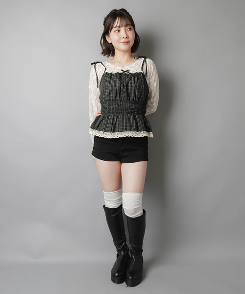 SPINNS(スピンズ)の「チェック柄コットンチュニック/リボン(チュニック・レディース・ブラック/ホワイト/チャコール・ONESIZE)」の17枚目の写真