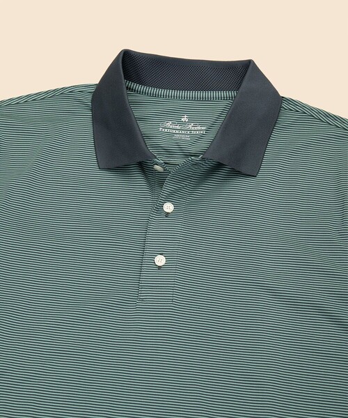 BROOKS BROTHERS(ブルックスブラザーズ)の「Performance Series ポリエステルブレンド ストレッチジャージー マイクロストライプ ゴルフポロシャツ(ポロシャツ・メンズ・ピンク/グリーン/ブルー・MEDIUM/SMALL/X-LARGE/LARGE)」の4枚目の写真