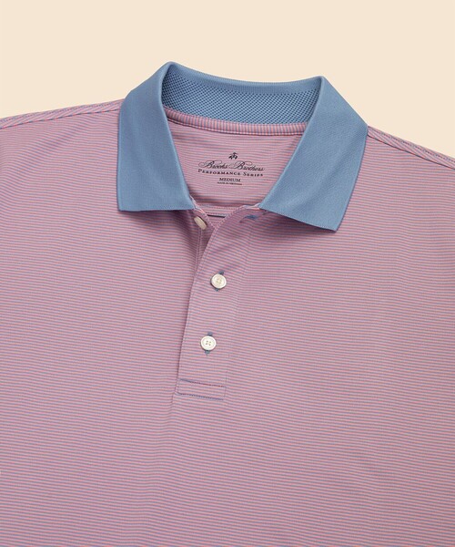 BROOKS BROTHERS(ブルックスブラザーズ)の「Performance Series ポリエステルブレンド ストレッチジャージー マイクロストライプ ゴルフポロシャツ(ポロシャツ・メンズ・ピンク/グリーン/ブルー・MEDIUM/SMALL/X-LARGE/LARGE)」の6枚目の写真