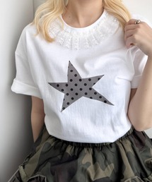 スタープリントレース半袖Tシャツ