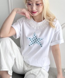 スタープリントレース半袖Tシャツ