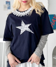 スタープリントレース半袖Tシャツ