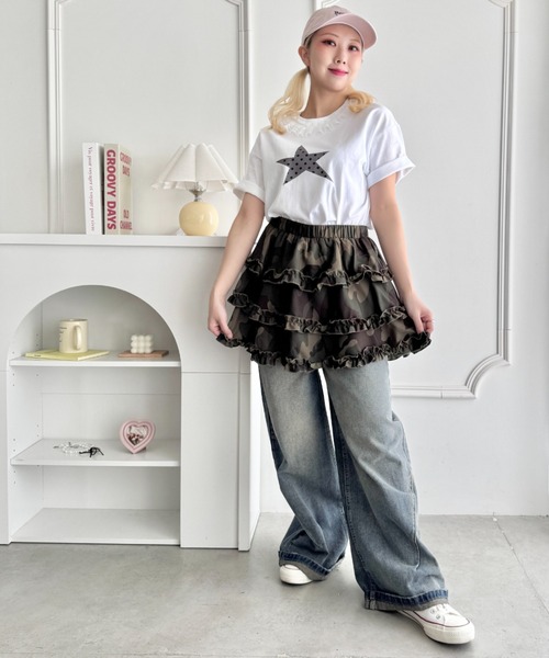 SOLLON.(ソルロン)の「スタープリントレース半袖Tシャツ(Tシャツ/カットソー・レディース・ホワイト/ホワイト系その他/ダークネイビー/ピンク/ネイビー/グレー・FREE)」の19枚目の写真