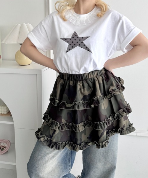SOLLON.(ソルロン)の「スタープリントレース半袖Tシャツ(Tシャツ/カットソー・レディース・ホワイト/ホワイト系その他/ダークネイビー/ピンク/ネイビー/グレー・FREE)」の16枚目の写真
