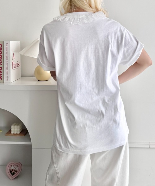 SOLLON.(ソルロン)の「スタープリントレース半袖Tシャツ(Tシャツ/カットソー・レディース・ホワイト/ホワイト系その他/ダークネイビー/ピンク/ネイビー/グレー・FREE)」の13枚目の写真
