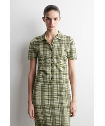 チェック柄 コットンジャカードシャツ