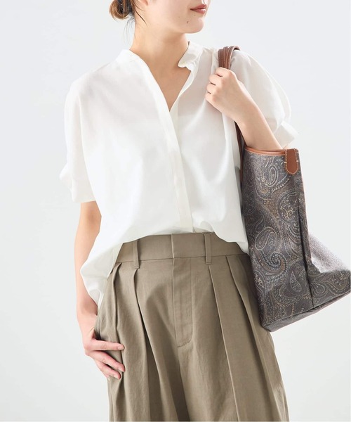 journal standard L'essage（ジャーナルスタンダードレサージュ）の「DEVEAUX/ドットタックスリーブシャツ（シャツ/ブラウス・レディース・グリーン/ホワイト/ブラック系その他/ホワイト系その他・FREE）」の2枚目の写真
