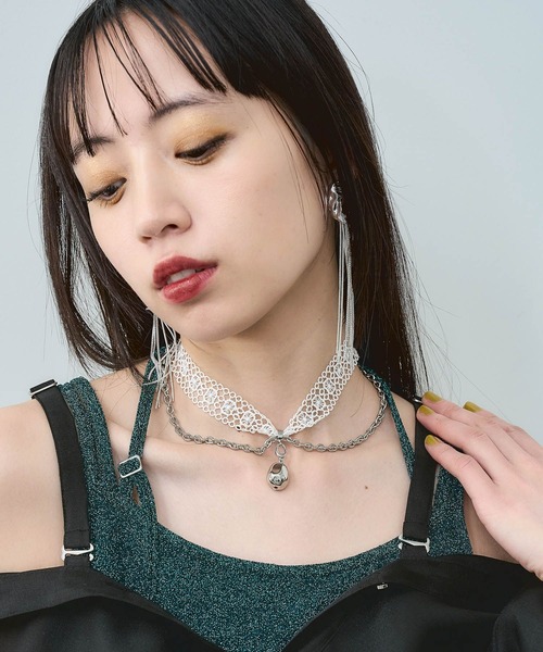 HARE(ハレ)の「モチーフレースチョーカーネックレス(HARE)(ネックレス・レディース・ホワイト/ブラック・FREE)」の5枚目の写真
