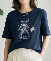 オーストラリアコットン 強撚フライス ベア刺繍Tシャツ / 日本製 半袖トップス