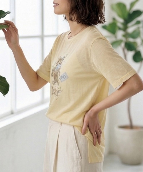 Belta attrice（ベルタアトリーチェ）の「オーストラリアコットン 強撚フライス ベア刺繍Tシャツ / 日本製 半袖トップス（Tシャツ/カットソー・レディース・ネイビー/ホワイト/ライトイエロー・FREE）」の13枚目の写真