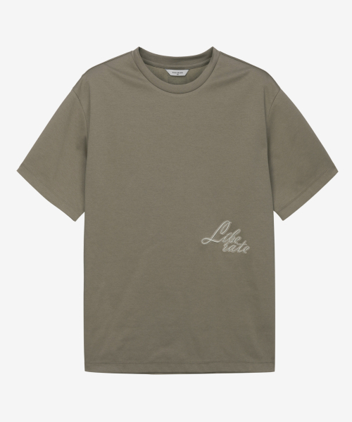 MINDBRIDGE(マインドブリッジ)の「スーピマ_バックポイントセミオーバーフィットTシャツ - 2カラー MYTS3102(Tシャツ/カットソー・メンズ・カーキ/チャコール・100/95/105/110)」の4枚目の写真